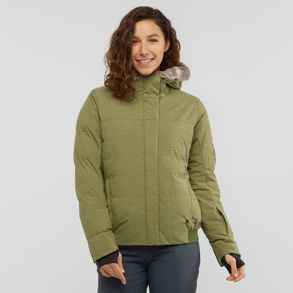 Salomon Israel SNUGGLY WARM W - Womens Ski Jackets - Olive Green (QVCD-21975)